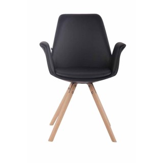 Silla de Confidente LUCY, Patas Claras, Piel Negra 2