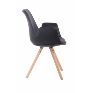 Silla de Confidente LUCY, Patas Claras, Piel Negra
