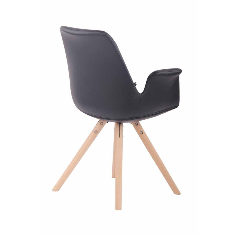 Silla de Confidente LUCY, Patas Claras, Piel Negra