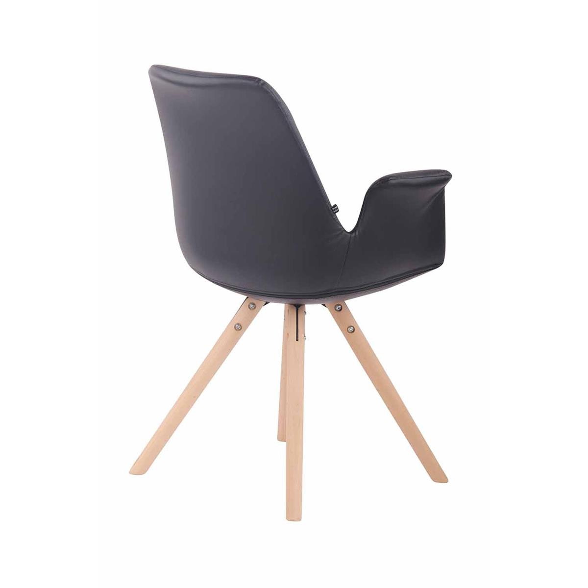 Silla de Confidente LUCY, Reposabrazos Integrados, Patas Claras, Piel Negra
