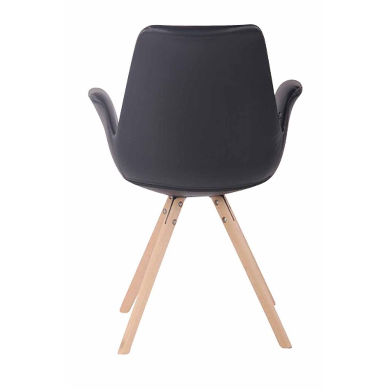 Silla de Confidente LUCY, Patas Claras, Piel Negra