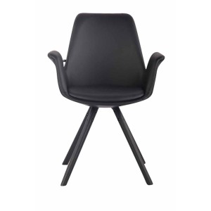 Silla de Confidente LUCY, Patas Negras, Piel Negra