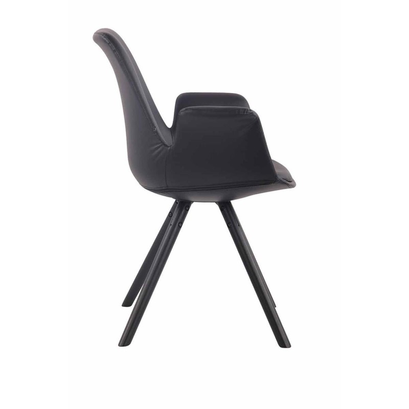 Silla de Confidente LUCY, Patas Negras, Piel Negra