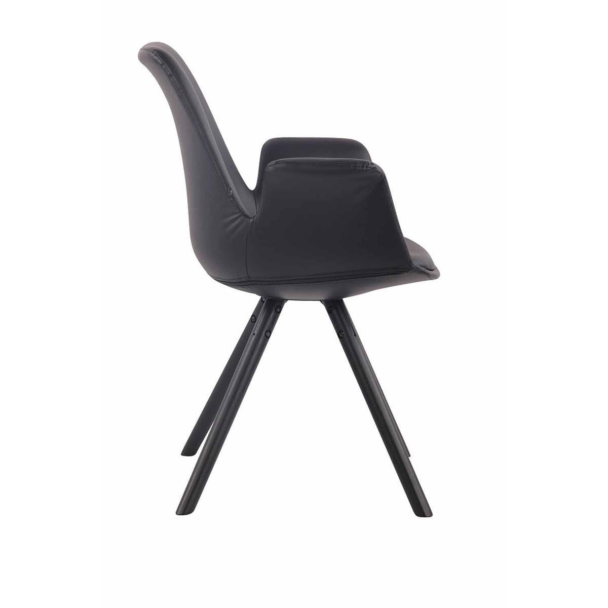 Silla de Confidente LUCY, Reposabrazos Integrados, Patas Negras, Piel Negra