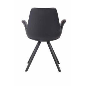 Silla de Confidente LUCY, Patas Negras, Piel Negra