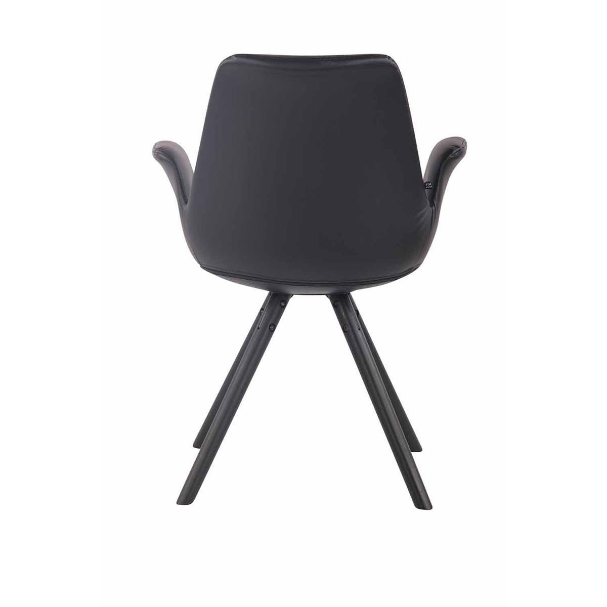 Silla de Confidente LUCY, Reposabrazos Integrados, Patas Negras, Piel Negra