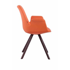 Silla de Confidente LUCY, Patas Nogal, Piel Negra