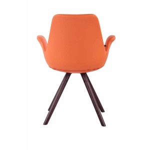 Silla de Confidente LUCY, Patas Nogal, Piel Negra