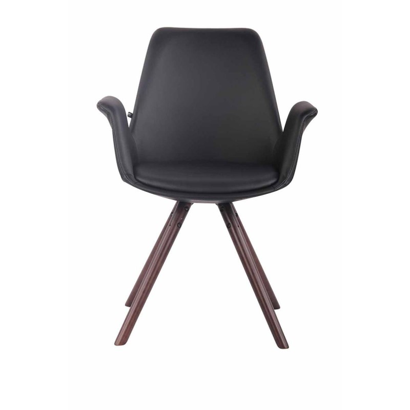 Silla de Confidente LUCY, Patas Nogal, Piel Negra