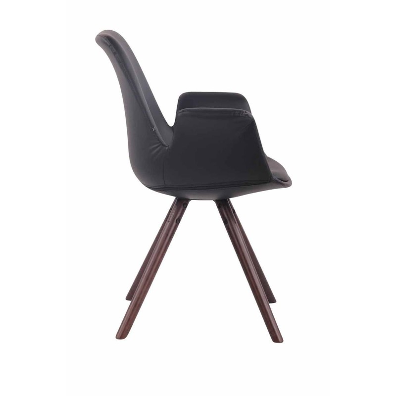 Silla de Confidente LUCY, Patas Nogal, Piel Negra