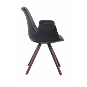 Silla de Confidente LUCY, Patas Nogal, Piel Negra
