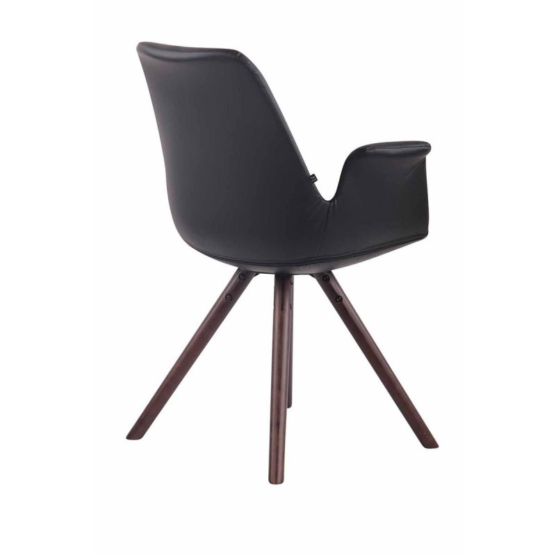 Silla de Confidente LUCY, Patas Nogal, Piel Negra