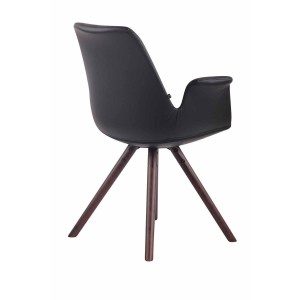 Silla de Confidente LUCY, Patas Nogal, Piel Negra
