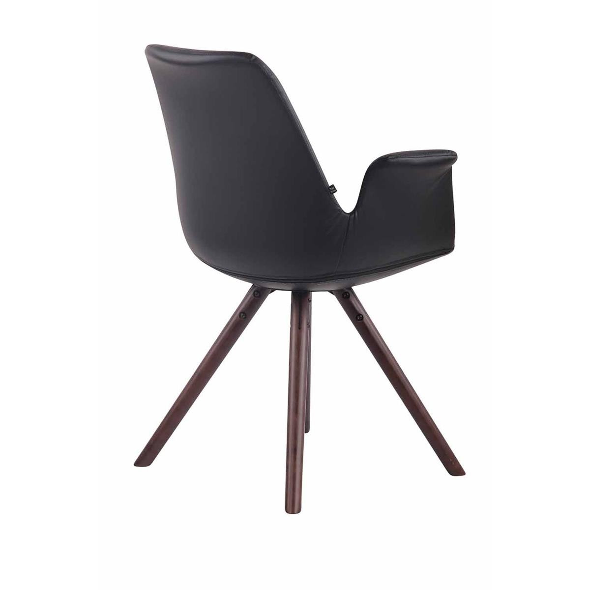 Silla de Confidente LUCY, Reposabrazos Integrados, Patas Nogal, Piel Negra
