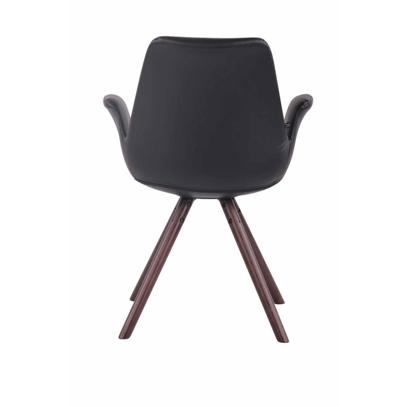 Silla de Confidente LUCY, Patas Nogal, Piel Negra