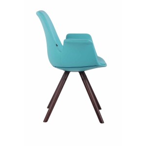 Silla de Confidente LUCY, Patas Nogal, Piel Negra