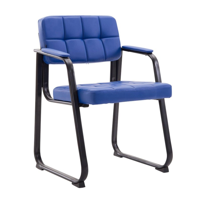 Silla de Confidente CABANA, Estructura Metálica y Piel Negra