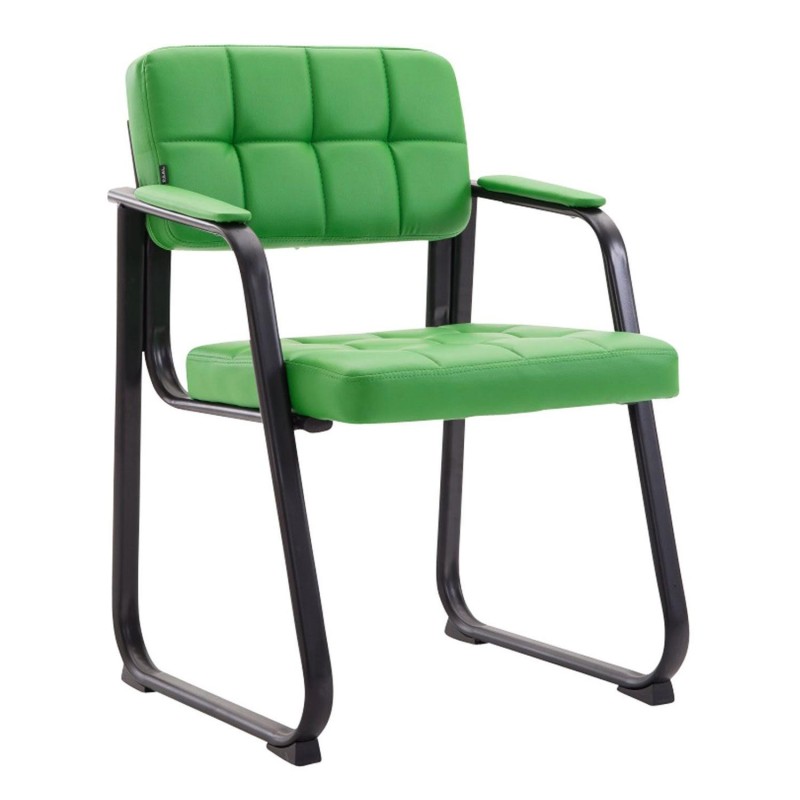 Silla de Confidente CABANA, Estructura Metálica y Piel Negra