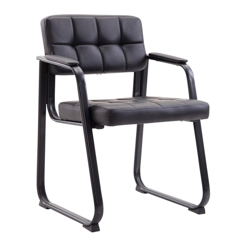Silla de Confidente CABANA, Estructura Metálica y Piel Negra
