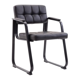 Silla de Confidente CABANA, Estructura Metálica y Piel Negra