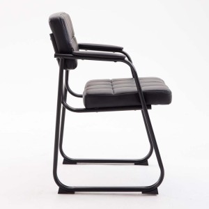 Silla de Confidente CABANA, Estructura Metálica y Piel Negra