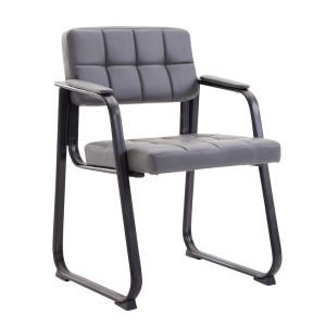 Silla de Confidente CABANA, Estructura Metálica y Piel Negra
