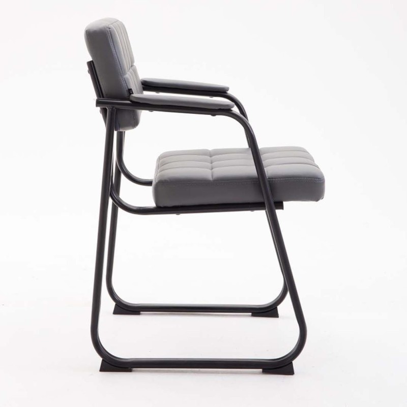Silla de Confidente CABANA, Estructura Metálica y Piel Negra