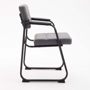 Silla de Confidente CABANA, Estructura Metálica y Piel Negra