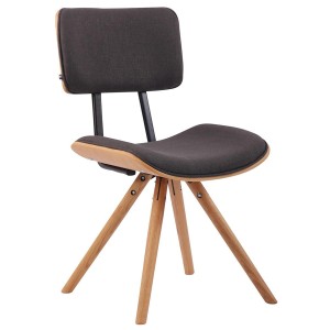 Silla de Confidente CHIMALA, en Madera color Natural y Tela color Crema