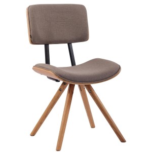 Silla de Confidente CHIMALA, en Madera color Natural y Tela color Crema