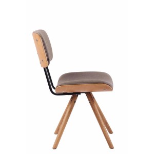 Silla de Confidente CHIMALA, en Madera color Natural y Tela color Crema