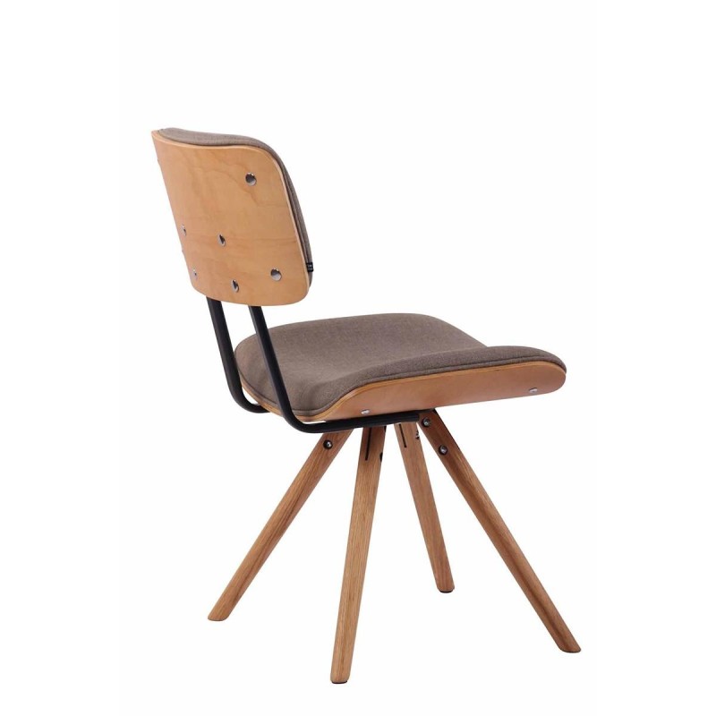 Silla de Confidente CHIMALA, en Madera color Natural y Tela color Crema