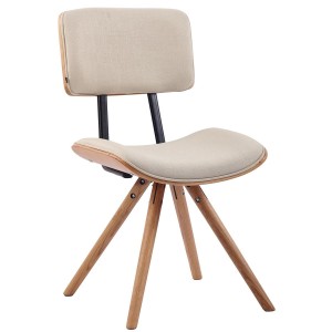 Silla de Confidente CHIMALA, en Madera color Natural y Tela color Crema