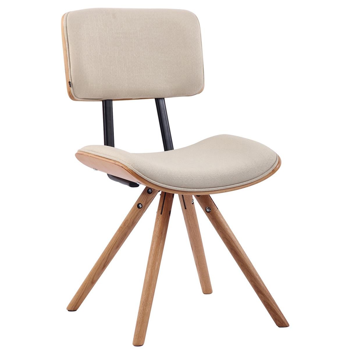 Silla de Confidente CHIMALA, en Madera color Natural y Tela color Crema