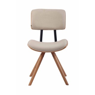 Silla de Confidente CHIMALA, en Madera color Natural y Tela color Crema 2