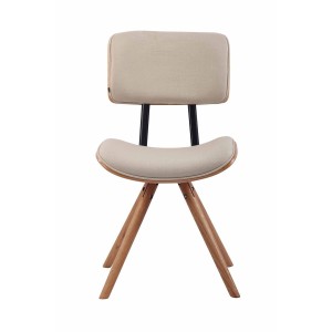 Silla de Confidente CHIMALA, en Madera color Natural y Tela color Crema