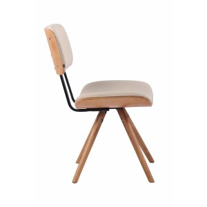 Silla de Confidente CHIMALA, en Madera color Natural y Tela color Crema