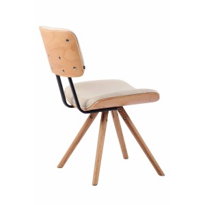 Silla de Confidente CHIMALA, en Madera color Natural y Tela color Crema