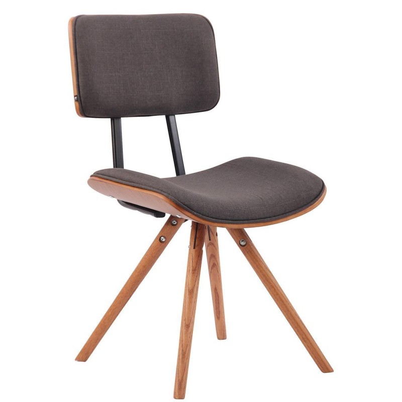 Silla de Confidente CHIMALA, en Madera color Nogal y Tela color Crema