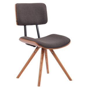 Silla de Confidente CHIMALA, en Madera color Nogal y Tela color Crema