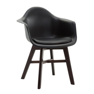 Silla de Confidente ROMAN, Patas Oscuras, Piel Negra