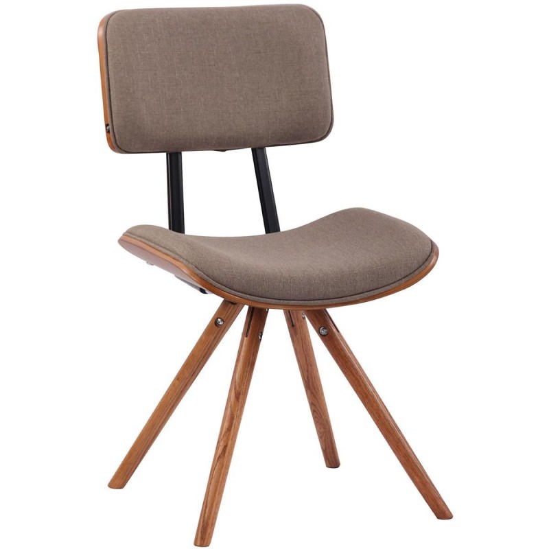 Silla de Confidente CHIMALA, en Madera color Nogal y Tela color Crema