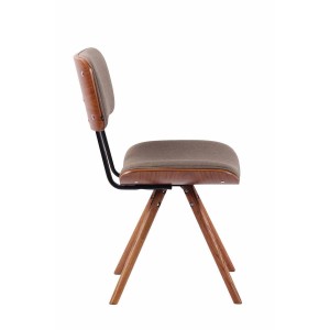 Silla de Confidente CHIMALA, en Madera color Nogal y Tela color Crema