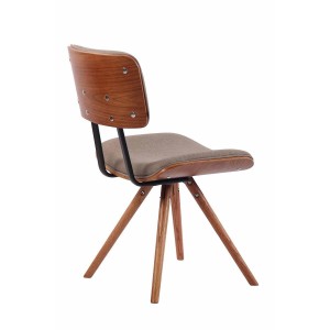 Silla de Confidente CHIMALA, en Madera color Nogal y Tela color Crema