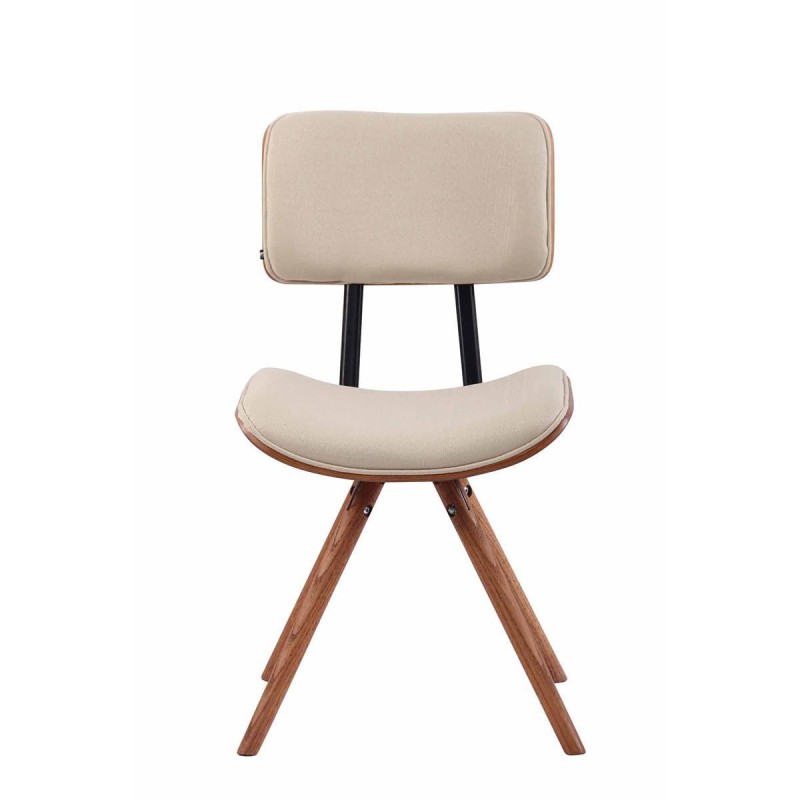 Silla de Confidente CHIMALA, en Madera color Nogal y Tela color Crema