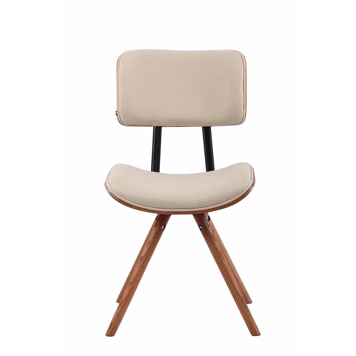 Silla de Confidente CHIMALA, en Madera color Nogal y Tela color Crema