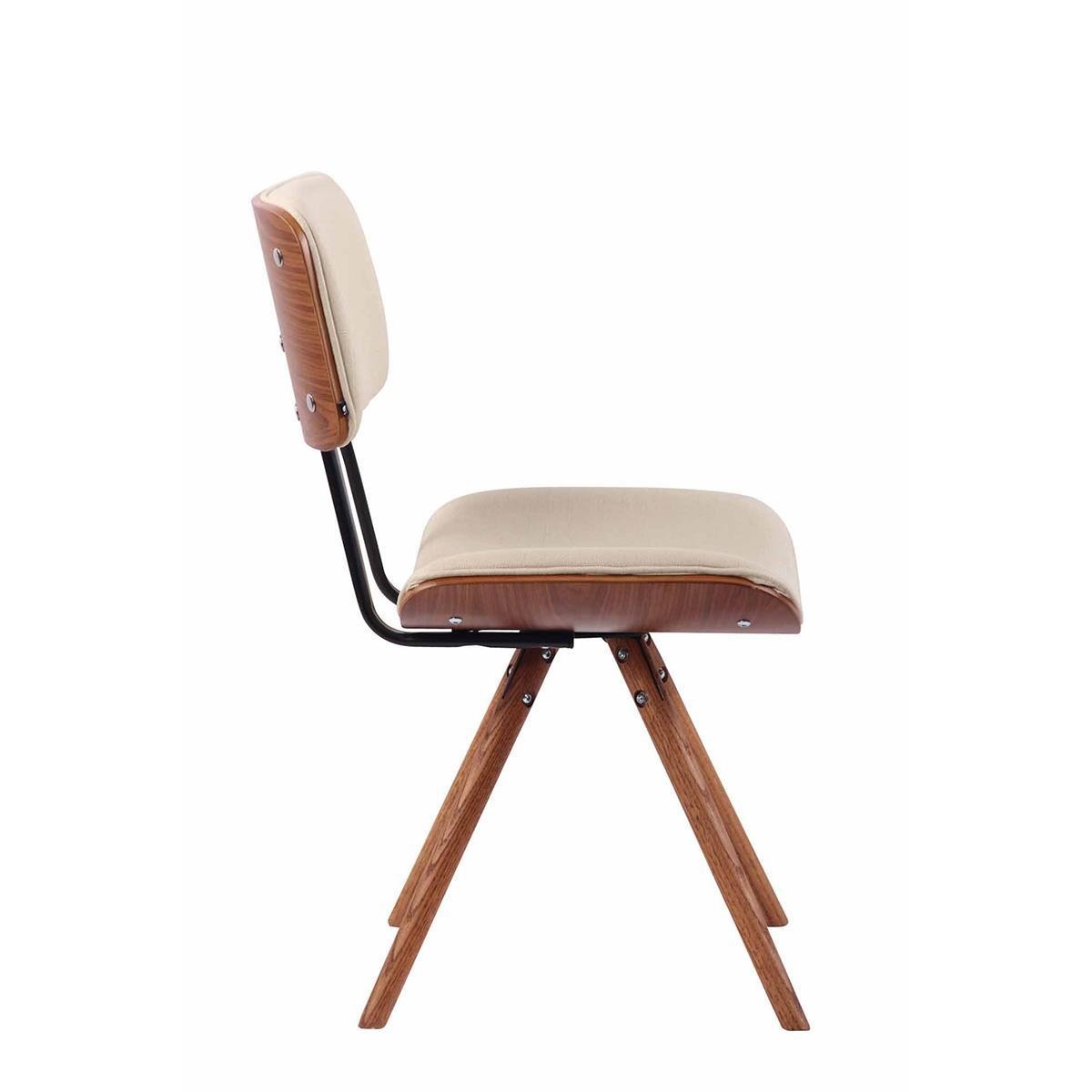 Silla de Confidente CHIMALA, en Madera color Nogal y Tela color Crema