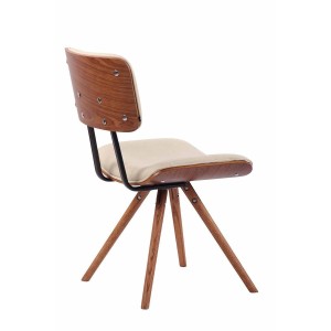 Silla de Confidente CHIMALA, en Madera color Nogal y Tela color Crema