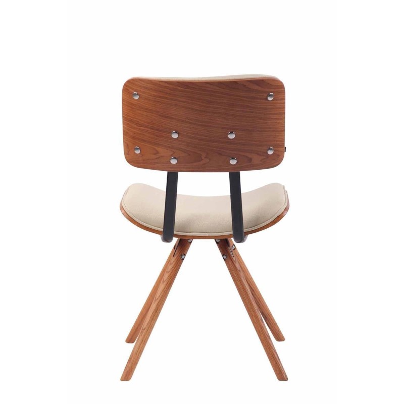 Silla de Confidente CHIMALA, en Madera color Nogal y Tela color Crema