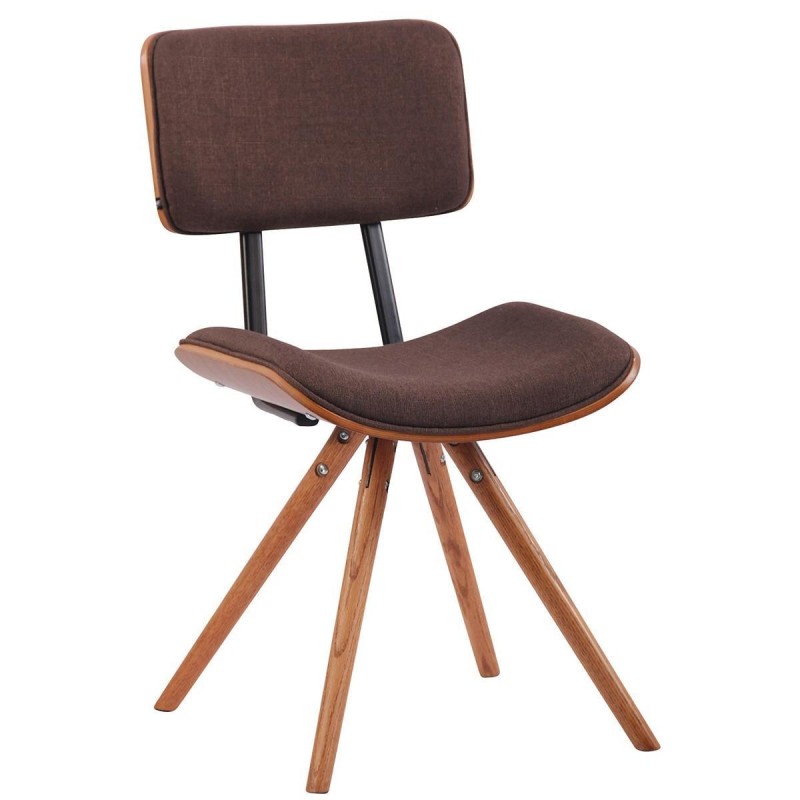 Silla de Confidente CHIMALA, en Madera color Nogal y Tela color Crema